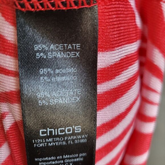 Chicos Travelers Classic Graceful Lines Printed Halter Maxi Dress Chinese Red 0 - Picture 7 of 13